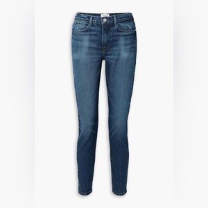 Frame Denim Blue Skinny Jeans with Faded Details